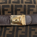 FENDI Zucca Canvas Hand Bag Brown Black gold88081