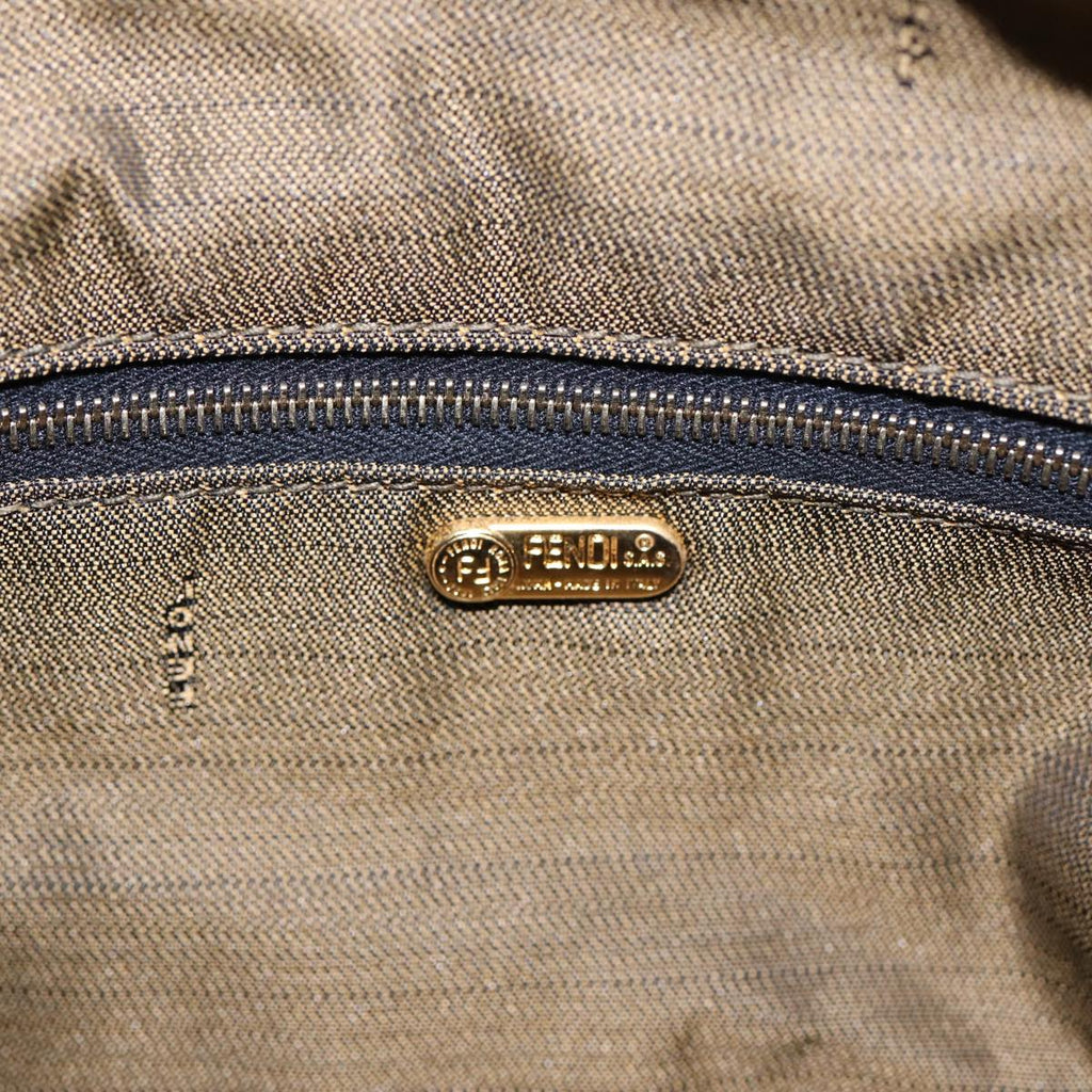FENDI Zucca Canvas Hand Bag Brown Black gold88081