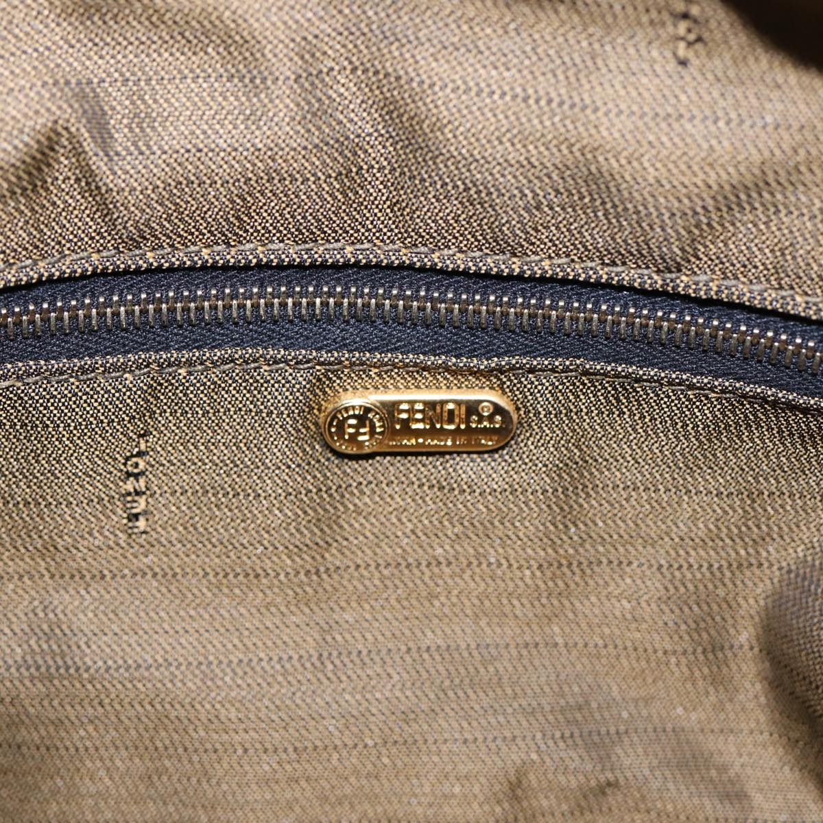 FENDI Zucca Canvas Hand Bag Brown Black gold88081
