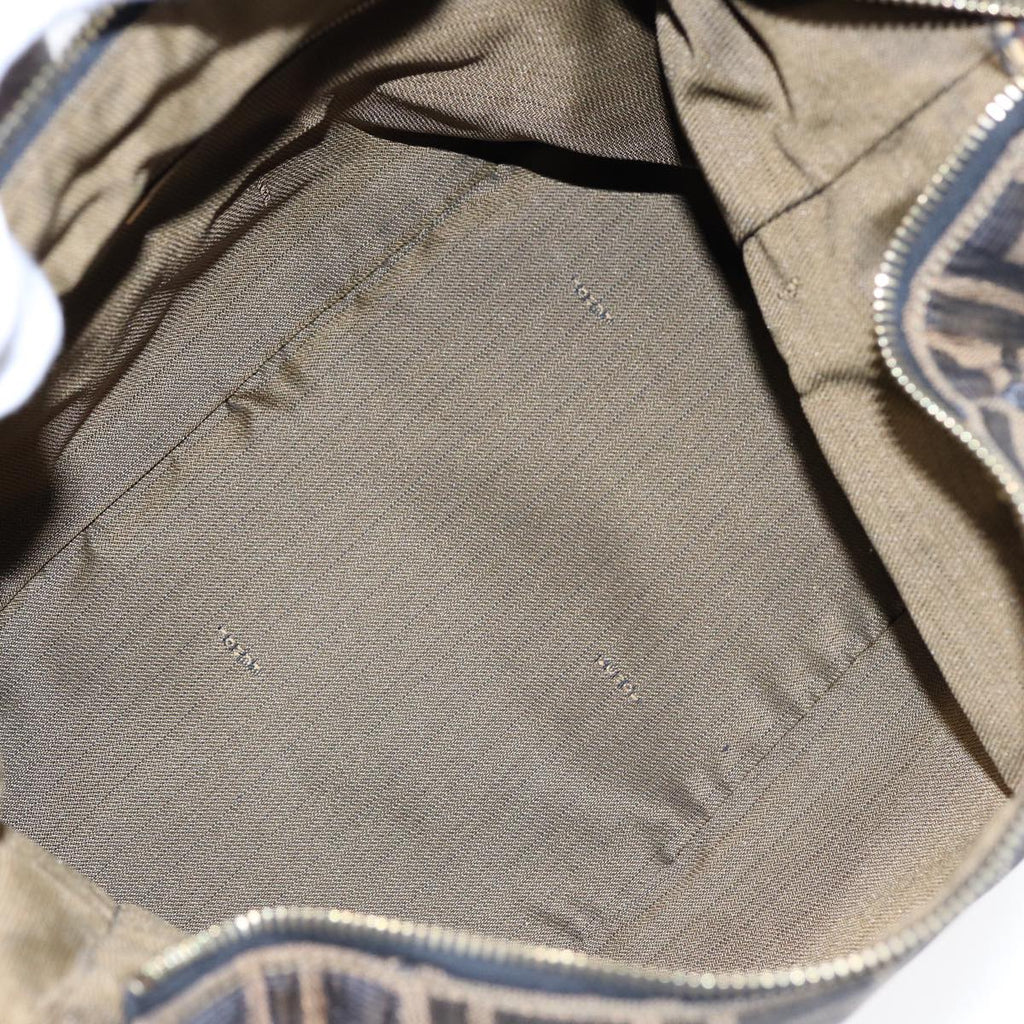 FENDI Zucca Canvas Hand Bag Brown Black gold88081