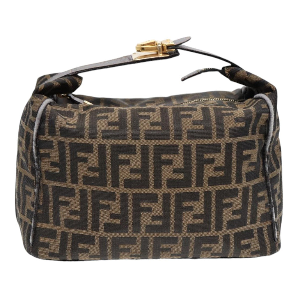 FENDI Zucca Canvas Hand Bag Brown Black gold88081