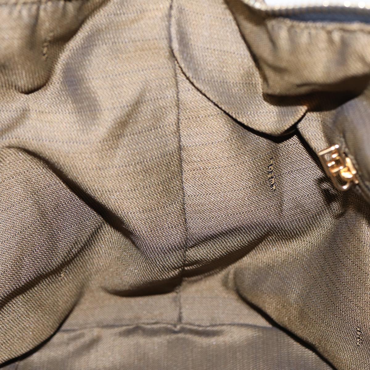 FENDI Zucca Canvas Hand Bag Brown Black gold88081