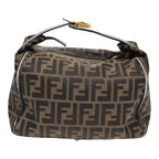 FENDI Zucca Canvas Hand Bag Brown Black gold88081