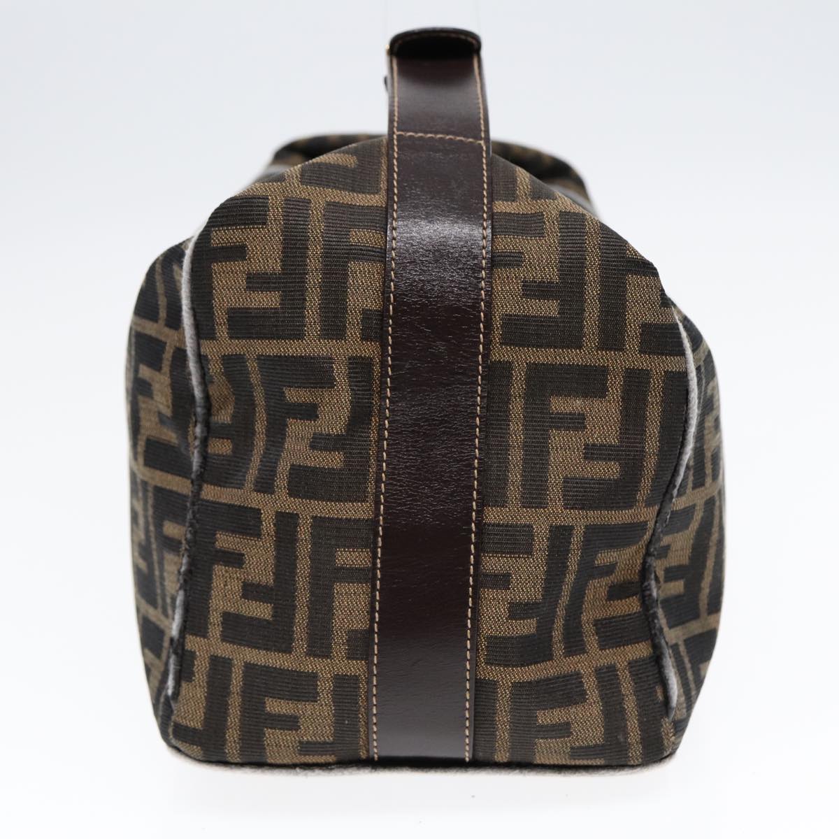 FENDI Zucca Canvas Hand Bag Brown Black gold88081