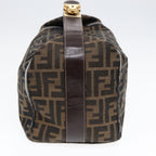 FENDI Zucca Canvas Hand Bag Brown Black gold88081