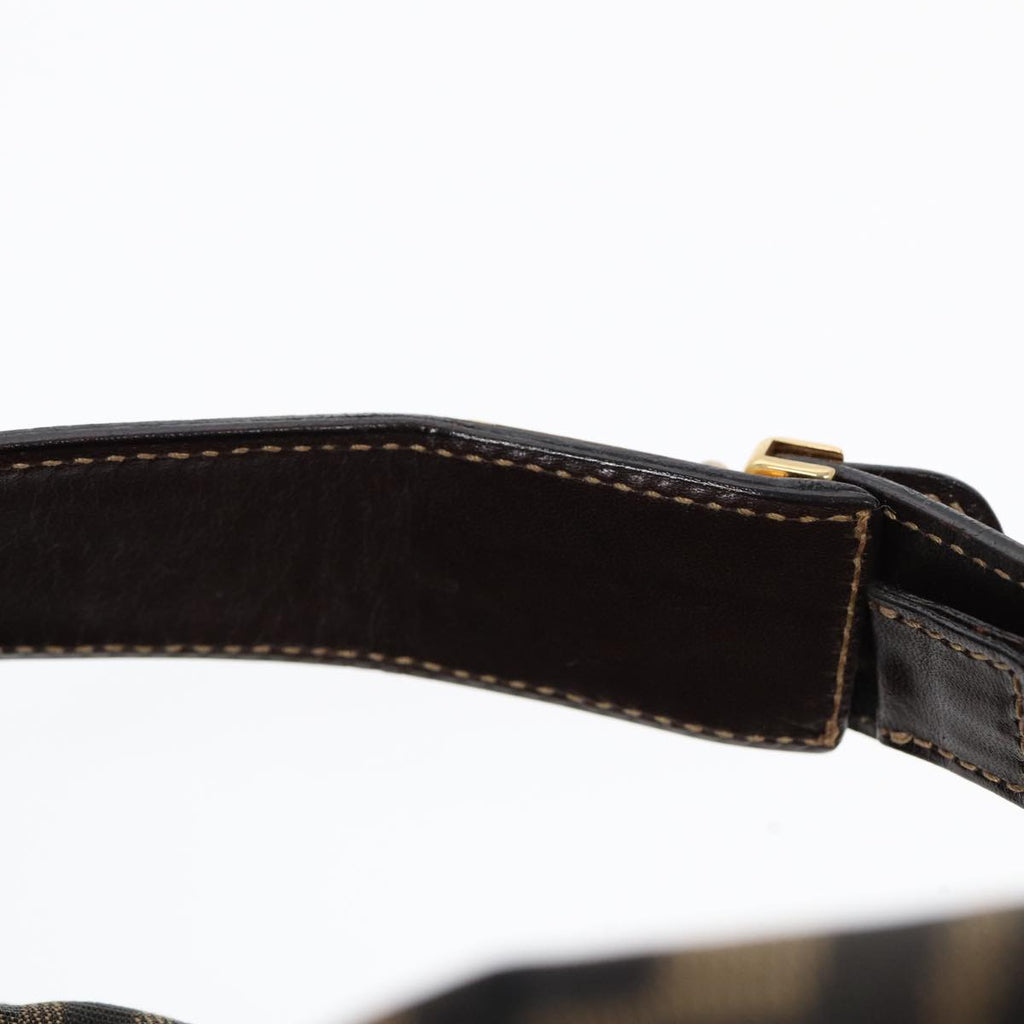 FENDI Zucca Canvas Hand Bag Brown Black gold88081