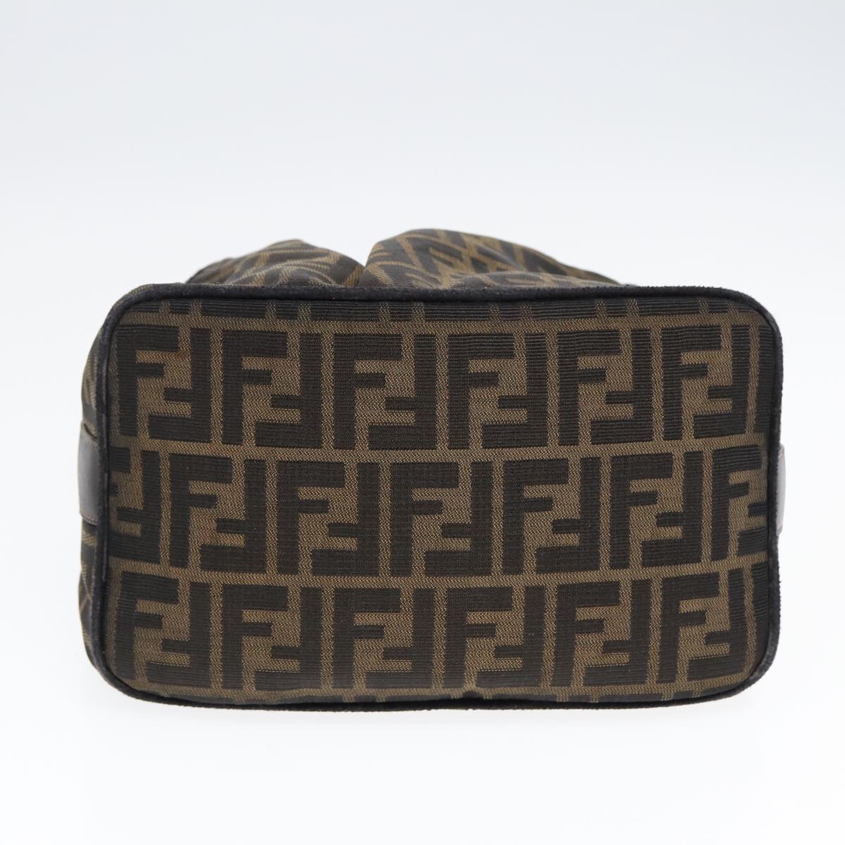 FENDI Zucca Canvas Hand Bag Brown Black gold88082