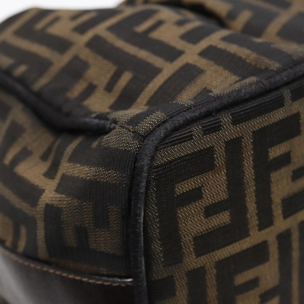 FENDI Zucca Canvas Hand Bag Brown Black gold88082