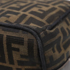 FENDI Zucca Canvas Hand Bag Brown Black gold88082
