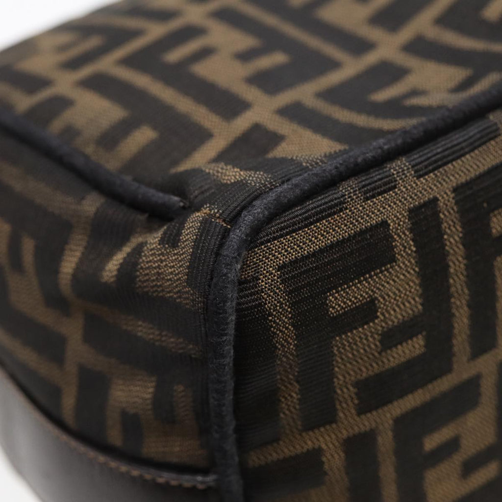 FENDI Zucca Canvas Hand Bag Brown Black gold88082