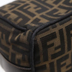 FENDI Zucca Canvas Hand Bag Brown Black gold88082