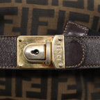 FENDI Zucca Canvas Hand Bag Brown Black gold88082