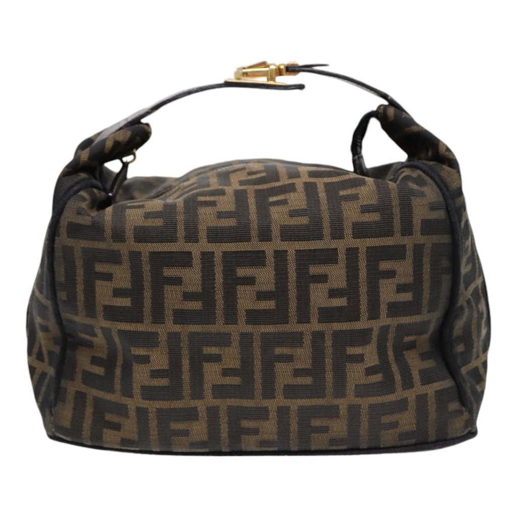 FENDI Zucca Canvas Hand Bag Brown Black gold88082