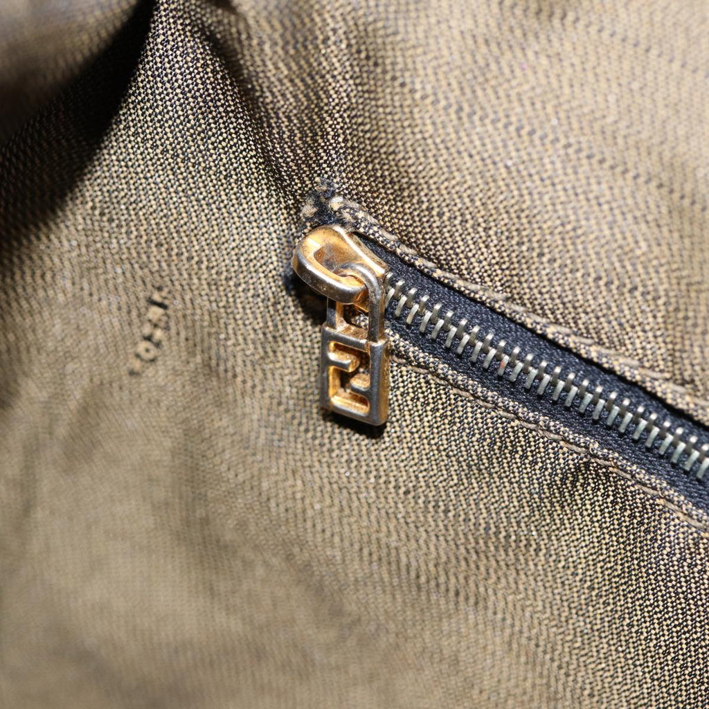 FENDI Zucca Canvas Hand Bag Brown Black gold88082