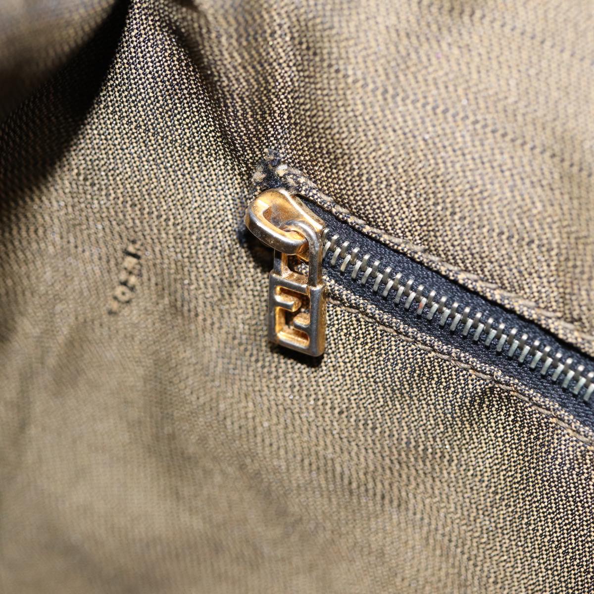 FENDI Zucca Canvas Hand Bag Brown Black gold88082