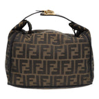 FENDI Zucca Canvas Hand Bag Brown Black gold88082