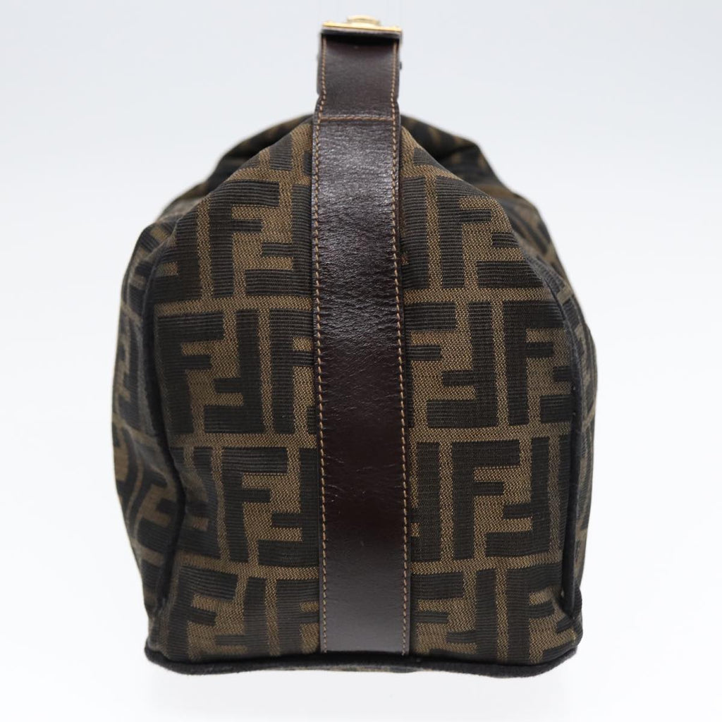 FENDI Zucca Canvas Hand Bag Brown Black gold88082