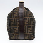 FENDI Zucca Canvas Hand Bag Brown Black gold88082