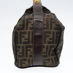 FENDI Zucca Canvas Hand Bag Brown Black gold88082