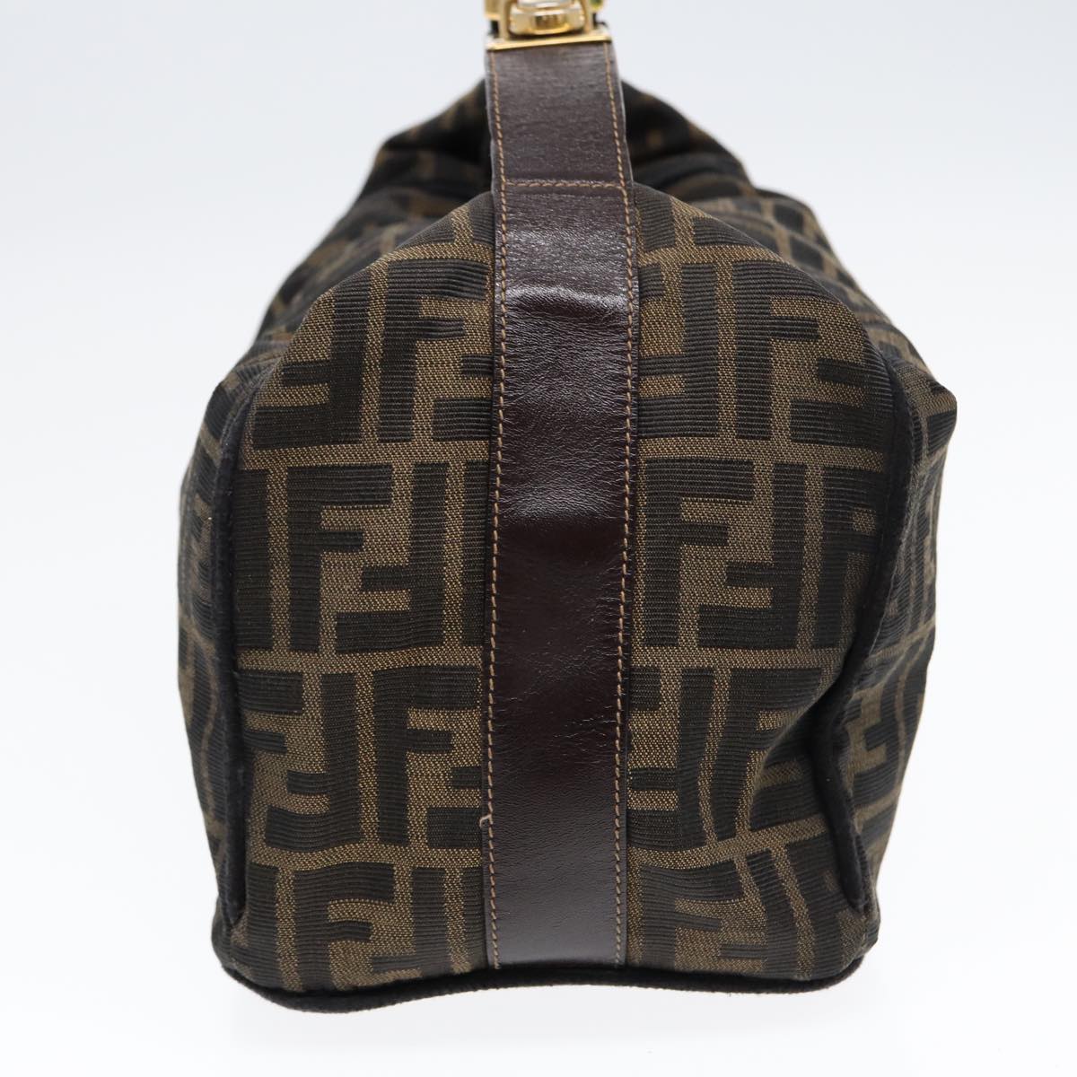 FENDI Zucca Canvas Hand Bag Brown Black gold88082