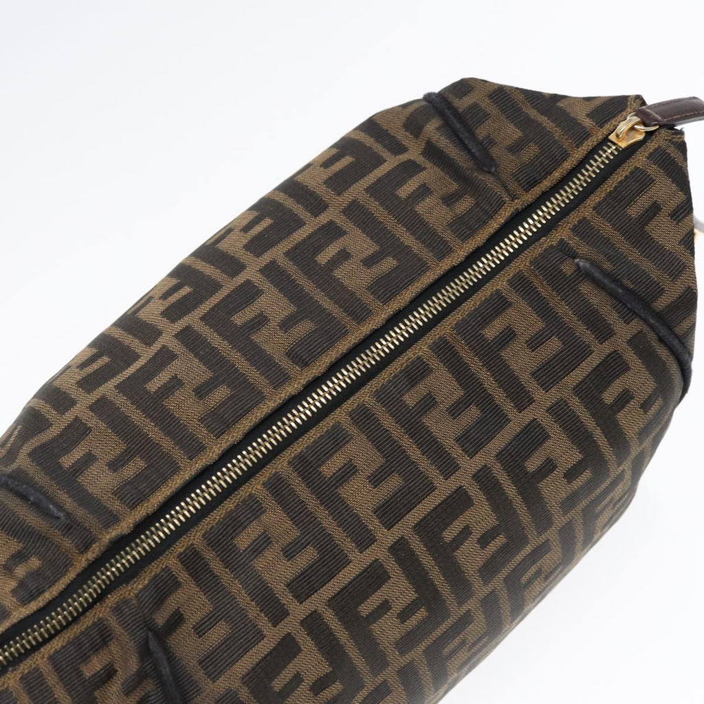 FENDI Zucca Canvas Hand Bag Brown Black gold88082