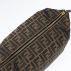 FENDI Zucca Canvas Hand Bag Brown Black gold88082