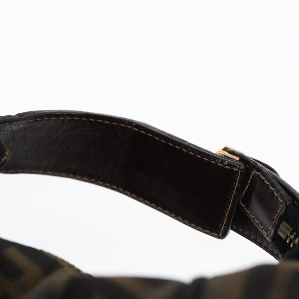 FENDI Zucca Canvas Hand Bag Brown Black gold88082