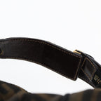 FENDI Zucca Canvas Hand Bag Brown Black gold88082