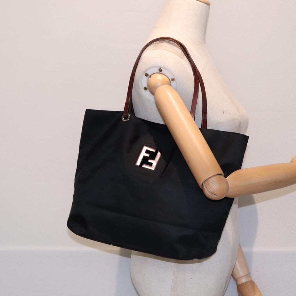 FENDI Tote Bag Nylon Black Silver88083