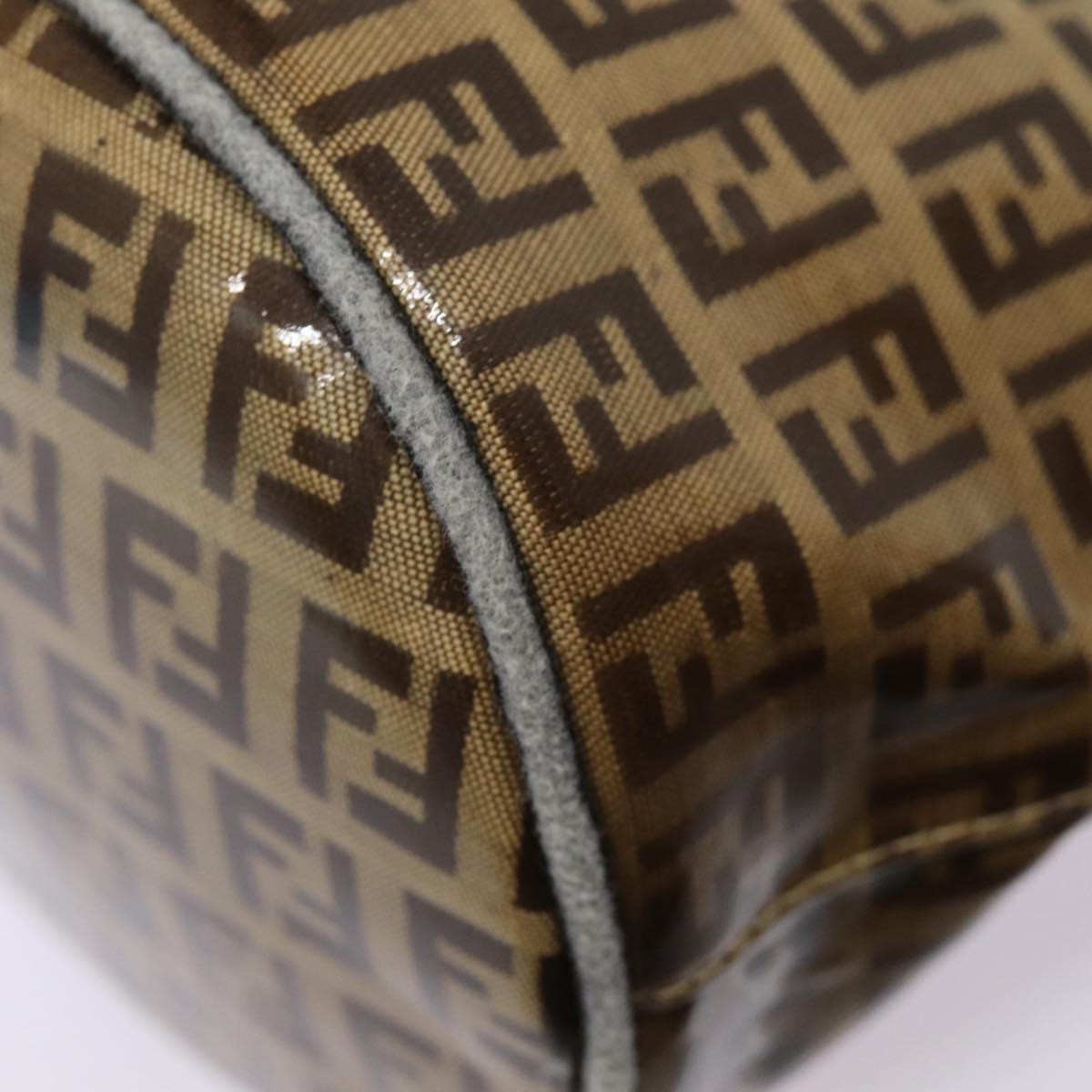 FENDI Zucchino Canvas Hand Bag Beige Gold88084