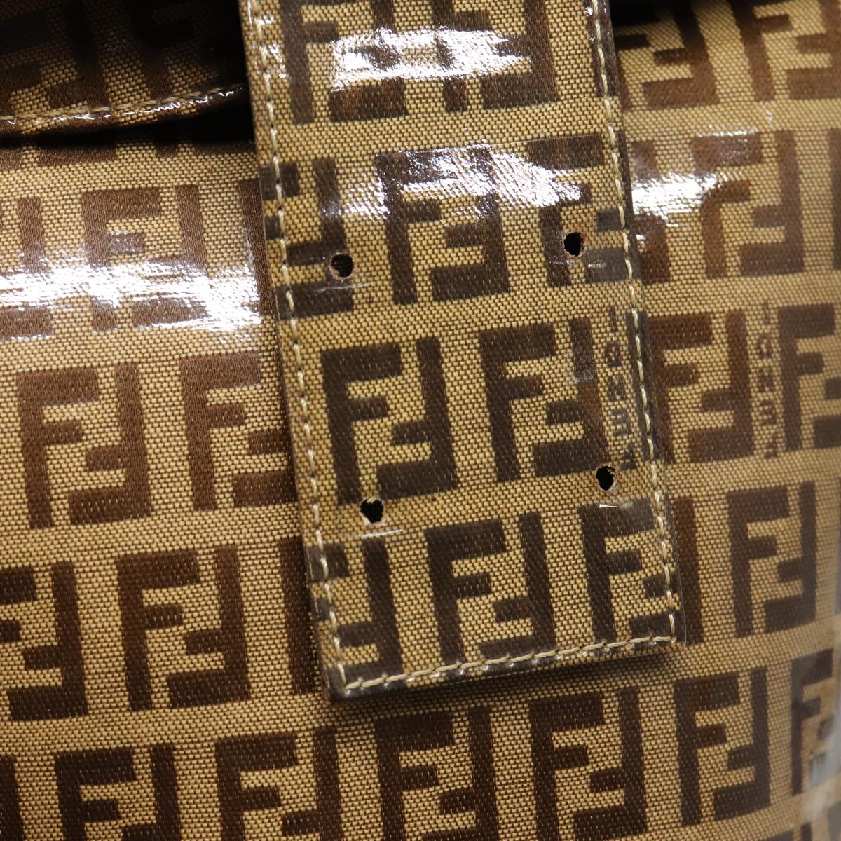 FENDI Zucchino Canvas Hand Bag Beige Gold88084