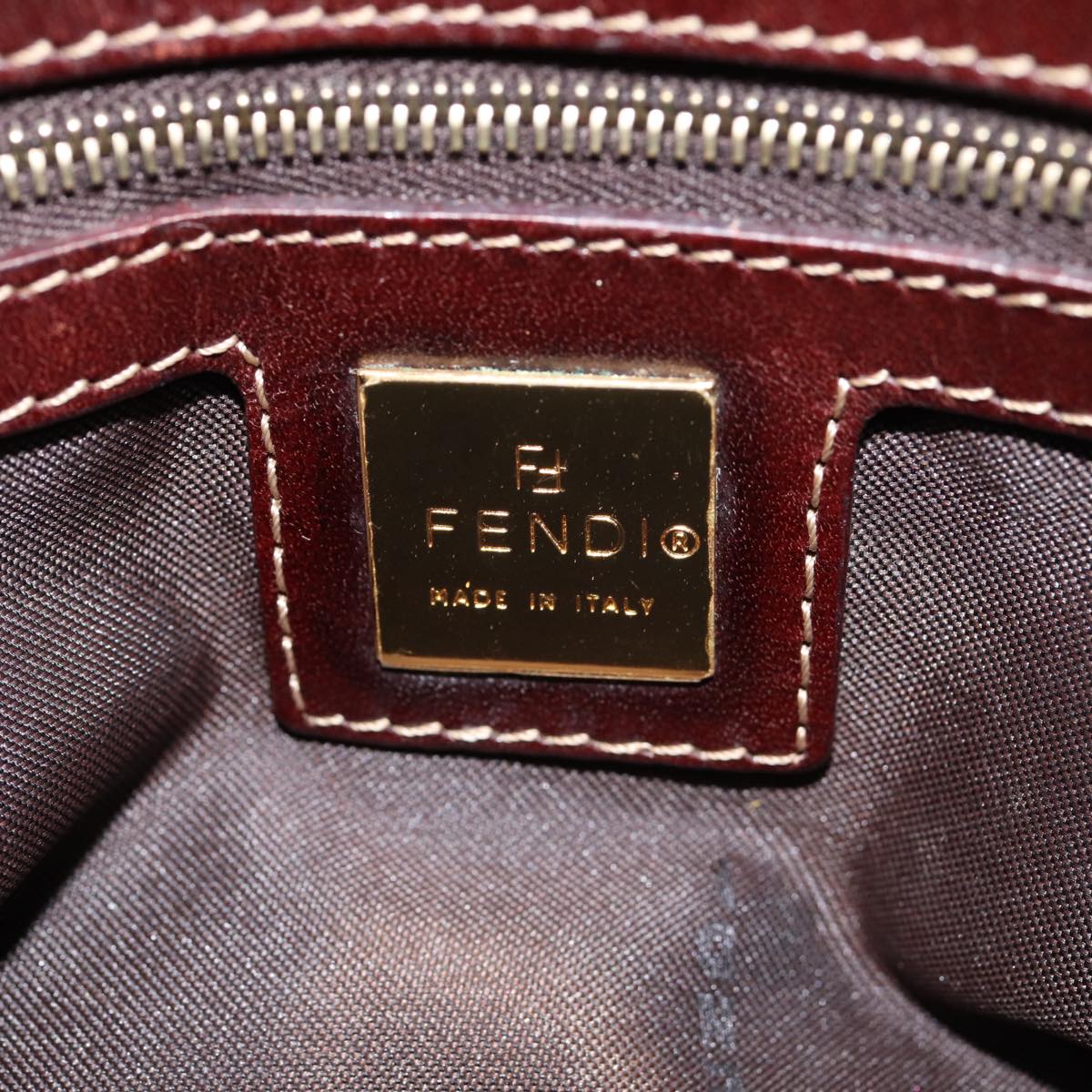FENDI Zucchino Canvas Hand Bag Beige Gold88084