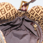FENDI Zucchino Canvas Hand Bag Beige Gold88084