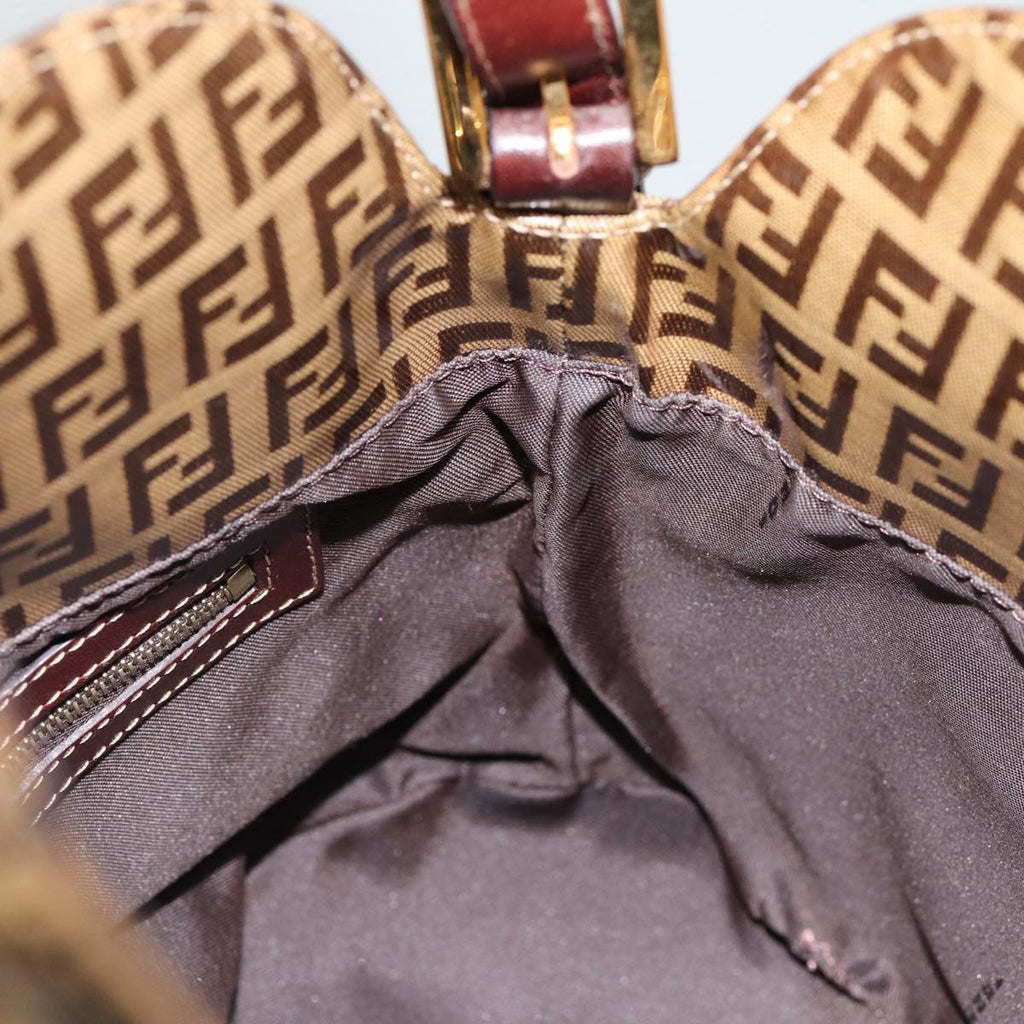 FENDI Zucchino Canvas Hand Bag Beige Gold88084