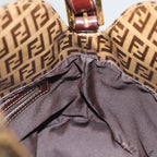 FENDI Zucchino Canvas Hand Bag Beige Gold88084