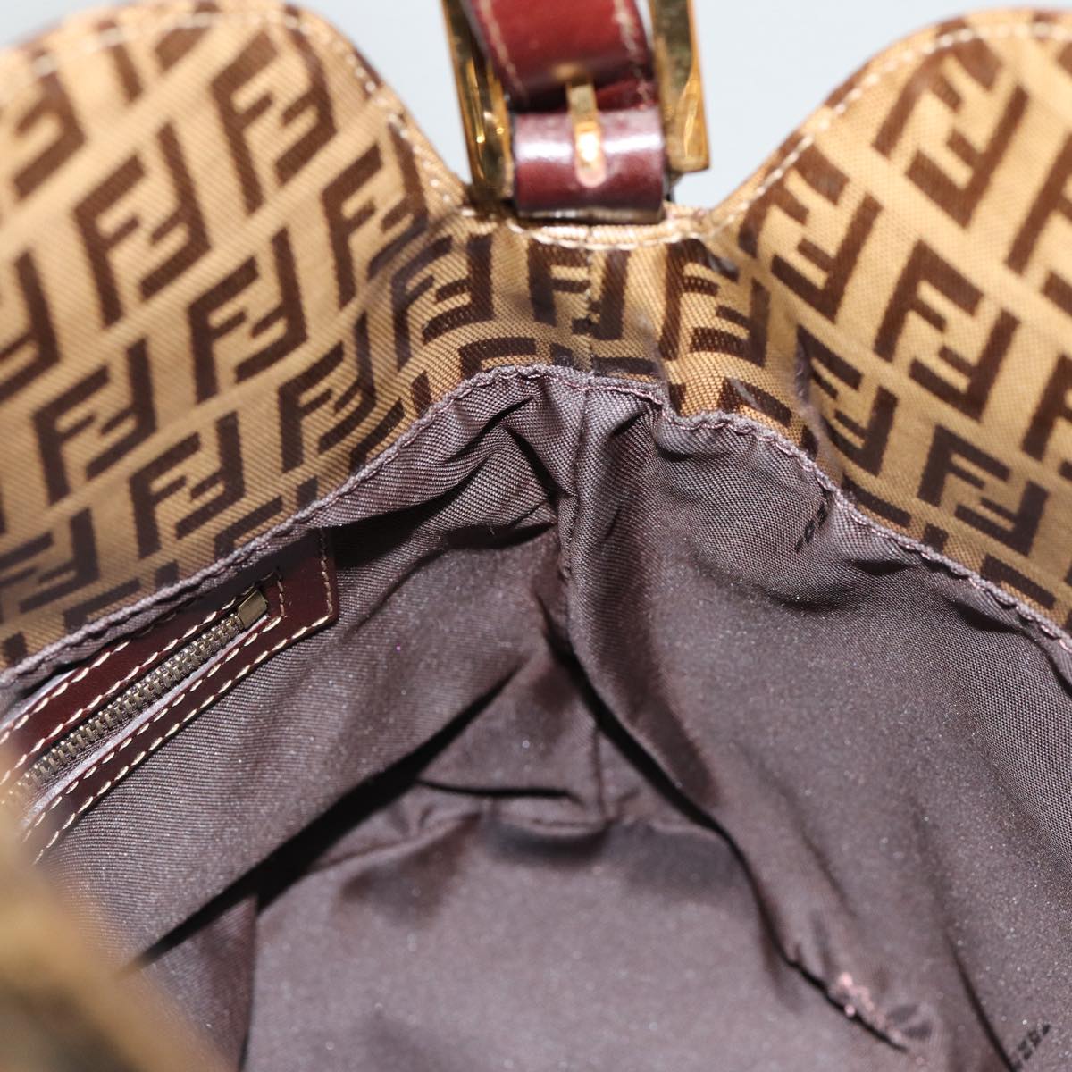 FENDI Zucchino Canvas Hand Bag Beige Gold88084