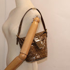 FENDI Zucchino Canvas Hand Bag Beige Gold88084