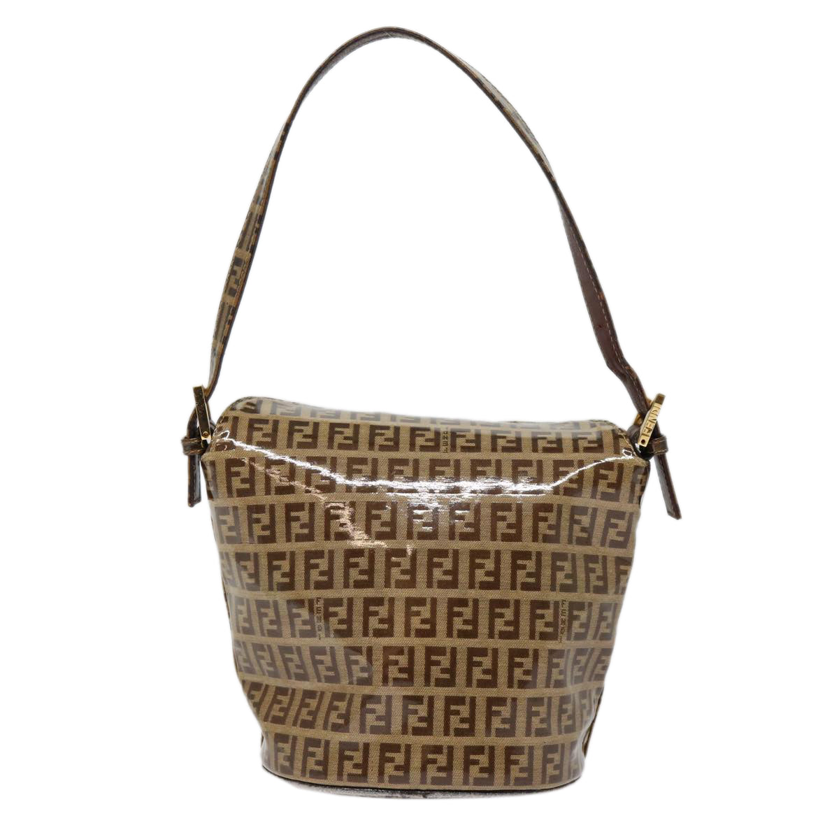 FENDI Zucchino Canvas Hand Bag Beige Gold88084