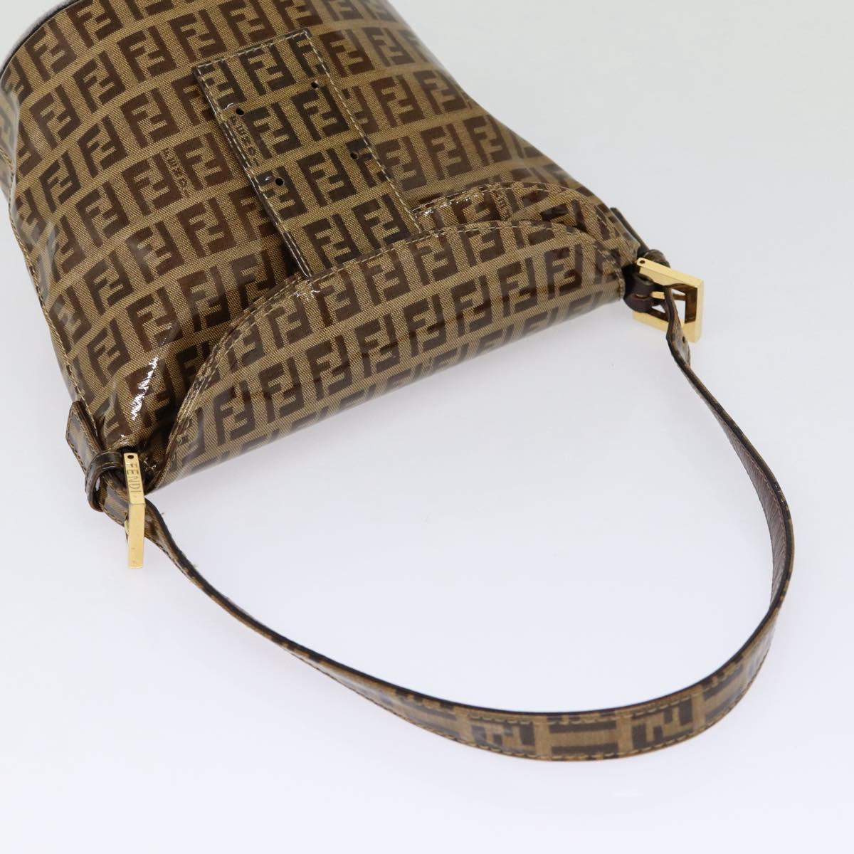 FENDI Zucchino Canvas Hand Bag Beige Gold88084