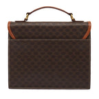 CELINE Macadam Canvas Hand Bag PVC Leather 2way Brown Gold Auth 88110