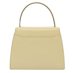 CELINE Hand Bag Leather 2way Cream Gold Auth 88115