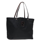 FENDI Tote Bag Nylon Leather Black Dark Brown Silver88189