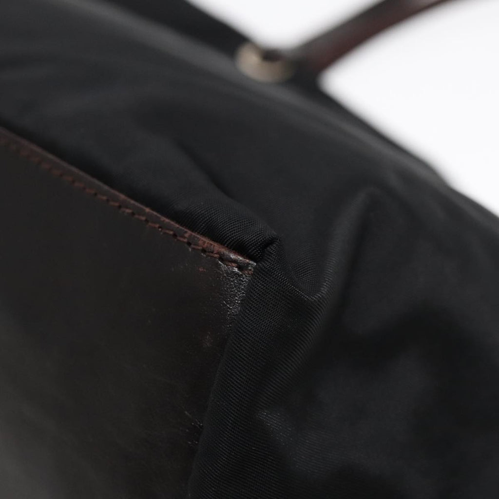 FENDI Tote Bag Nylon Leather Black Dark Brown Silver88189