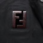 FENDI Tote Bag Nylon Leather Black Dark Brown Silver88189
