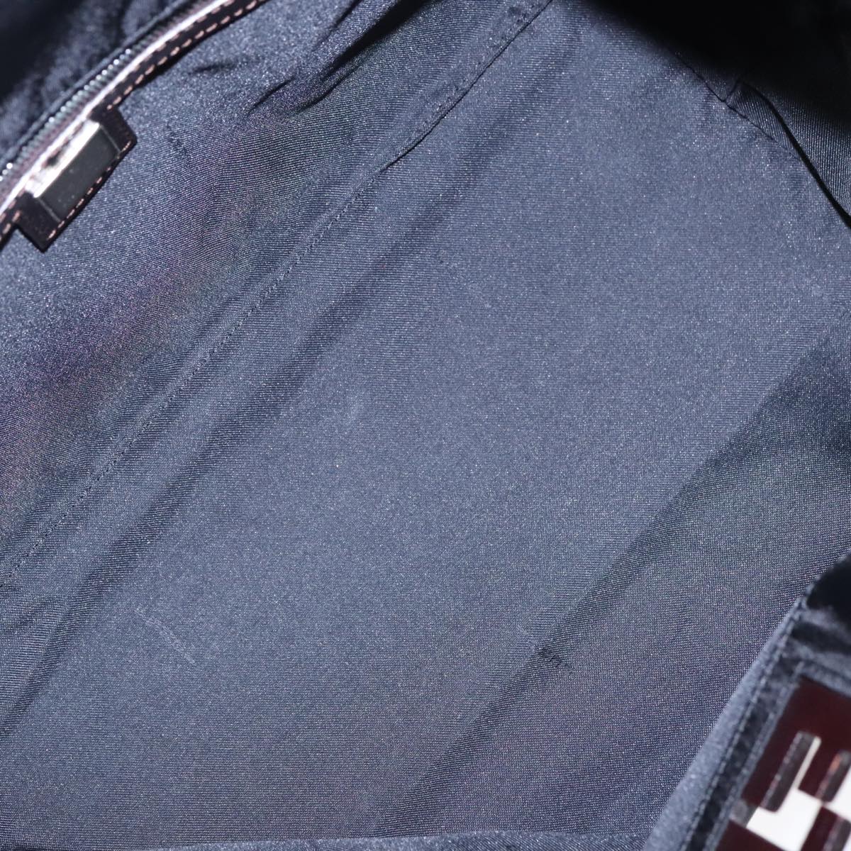 FENDI Tote Bag Nylon Leather Black Dark Brown Silver88189