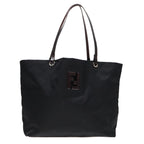 FENDI Tote Bag Nylon Leather Black Dark Brown Silver88189