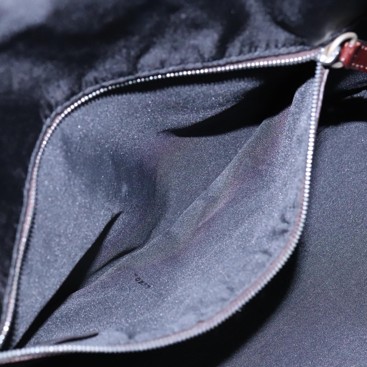 FENDI Tote Bag Nylon Leather Black Dark Brown Silver88189