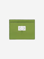 Fendi Peekaboo Selleria Leather Business Card Wallet Green