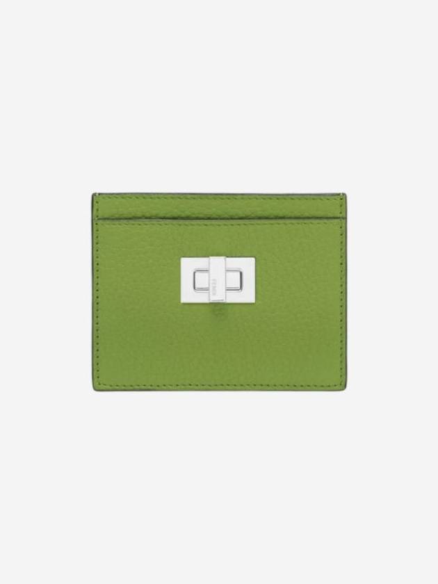 Fendi Peekaboo Selleria Leather Business Card Wallet Green