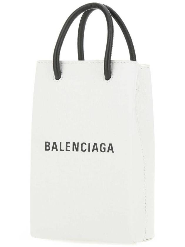 Balenciaga Logo Leather Phone Holder Mini Bag White